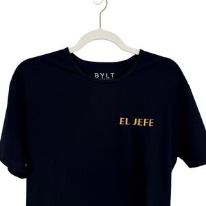 BYLT Premium Basics Drop-Cut Signature Tee Black El Jefe Mens Medium MTSS0137